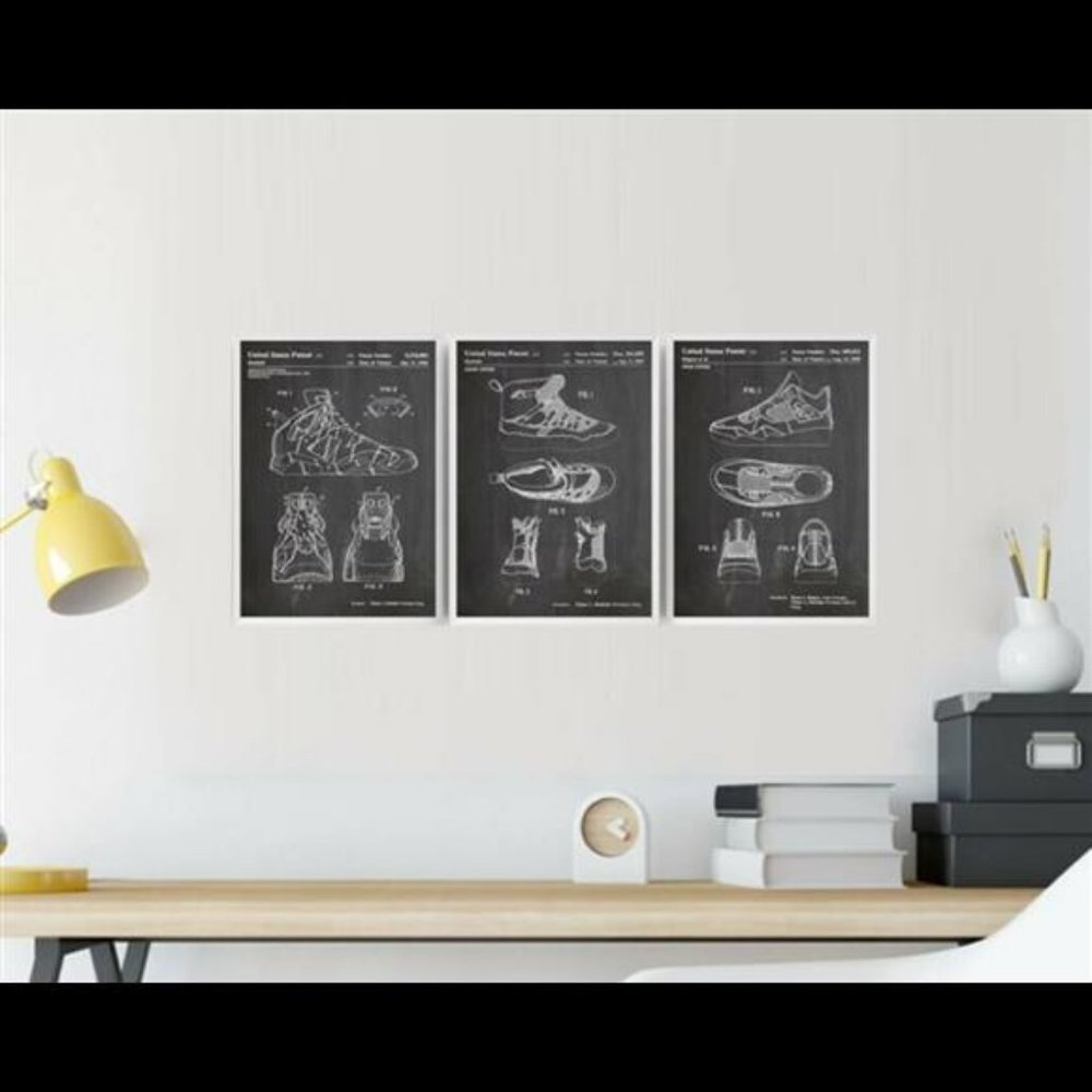 Jordan MJ Basketball Shoes Patent Wall Art Set of 3 Prints 8.5x11 inch